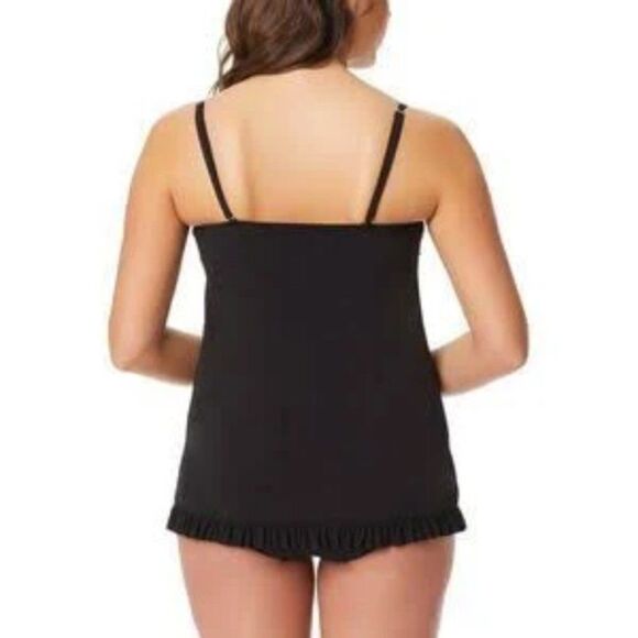 Beyond Control Women Black Twist Front Sweetheart Neckline Ruffle Swim dress 14 - Picture 4 of 7